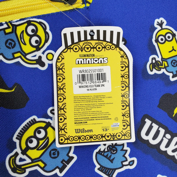 Wilson x Minions V3.0 Tennis Racket Bag Blue Yellow - Picture 5 of 5